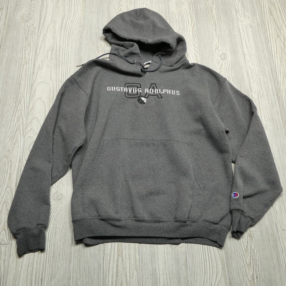 Gustavus Adolphus Champion Hoodie Youth Large (Womens Small) Gray Pullover